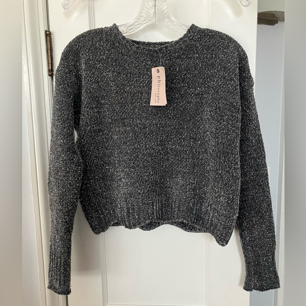 Metallic Sweater, Metallic Philosophy Sweater, Gray Sweater XS NEW WITH TAGS NWT